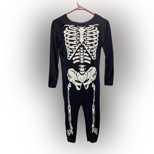 Skeleton Black & White Jumpsuit Halloween Costume Medium Boys